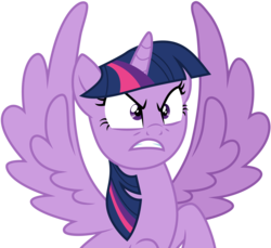 Size: 3280x3004 | Tagged: safe, artist:cloudy glow, twilight sparkle, alicorn, pony, g4, the cutie re-mark, .ai available, angry, female, high res, mare, simple background, solo, spread wings, transparent background, twilight sparkle (alicorn), vector, wings