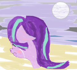 Size: 708x642 | Tagged: safe, starlight glimmer, g4, bust, crying, female, floppy ears, frown, full moon, moon, portrait, sad, solo