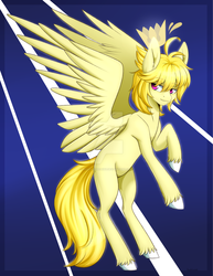 Size: 1024x1325 | Tagged: safe, artist:noodlefreak88, oc, oc only, oc:prince lionel, pegasus, pony, solo, unshorn fetlocks, watermark