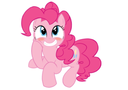 Size: 14031x9921 | Tagged: safe, artist:lemonspark, pinkie pie, earth pony, pony, g4, absurd resolution, blushing, bronybait, female, grin, in love, looking up, mare, shy, simple background, smiling, solo, squishy cheeks, transparent background