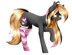 Size: 1024x788 | Tagged: safe, artist:itsizzybel, oc, oc only, earth pony, pony, clothes, looking at you, raised leg, simple background, socks, solo, striped socks, tongue out, transparent background