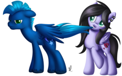 Size: 1741x1095 | Tagged: safe, artist:divlight, oc, oc only, pony, duo, tail bite