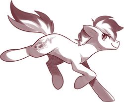 Size: 956x785 | Tagged: safe, artist:fizzy-dog, oc, oc only, earth pony, pony, monochrome, running, solo