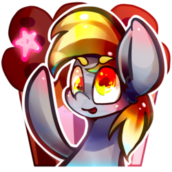 Size: 1024x1024 | Tagged: safe, artist:monochromacat, derpy hooves, pegasus, pony, g4, female, food, mare, muffin, raised hoof, solo