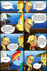 Size: 1280x1944 | Tagged: safe, artist:stuflox, applejack, rainbow dash, spitfire, comic:the count of monte rainbow, the count of monte rainbow, g4, comic, danglajacks, danglars, pierre morel, rainbow dantes, ship, the count of monte cristo