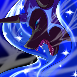 Size: 2652x2652 | Tagged: safe, artist:0ryomamikado0, nightmare moon, g4, fangs, female, helmet, high res, solo