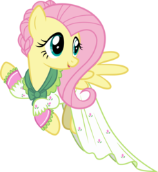 Size: 8242x9011 | Tagged: safe, artist:pink1ejack, flutterholly, fluttershy, a hearth's warming tail, g4, absurd resolution, clothes, dress, female, floating, open mouth, simple background, solo, transparent background, vector