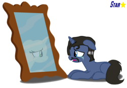 Size: 1624x1128 | Tagged: safe, artist:insanity-hyde, crying, doctor strange, mirror, ponified, spoilers for another series, the ancient one
