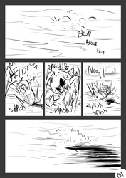 Size: 2481x3503 | Tagged: safe, artist:xxmarkingxx, oc, oc only, oc:flickering light, kelpie, comic:a midnight stroll, asphyxiation, comic, cottontail woods, creepy, drowning, forest, high res, horror, lake, night, scary