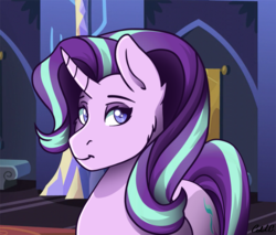 Size: 2538x2160 | Tagged: safe, artist:ciderpunk, derpibooru exclusive, starlight glimmer, g4, bust, female, high res, lidded eyes, looking at you, smiling, solo