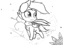 Size: 2100x1500 | Tagged: safe, artist:purpleblackkiwi, scootaloo, g4, blushing, chest fluff, clothes, cute, cutealoo, female, filly, grayscale, monochrome, scarf, snow, snowfall, snowflake, snowman, solo, winter
