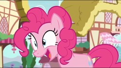 Size: 960x544 | Tagged: safe, screencap, pinkie pie, changeling, g4, to where and back again, disguise, disguised changeling, faic, fake pinkie, female, smiling, solo