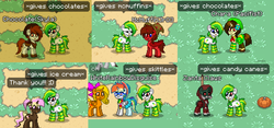 Size: 849x396 | Tagged: safe, oc, oc only, oc:food, pony, pony town, chara, clothes, screenshots, socks, striped socks