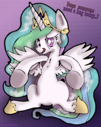 Size: 1600x2000 | Tagged: safe, artist:theclassicthinker, princess celestia, g4, bronybait, dialogue, female, gradient background, hug request, incoming hug, looking at you, open mouth, sitting, smiling, solo, spread wings, underhoof