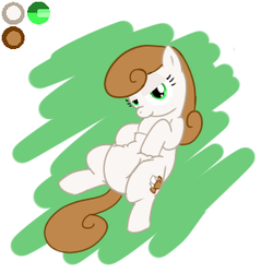 Size: 300x300 | Tagged: safe, artist:dieoberuser, oc, oc only, oc:little morel, earth pony, pony, chubby, earth pony oc, female, lidded eyes, lowres, mare, reference sheet, simple background, solo