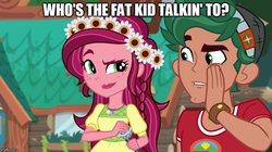 Size: 888x499 | Tagged: safe, edit, edited screencap, screencap, gloriosa daisy, timber spruce, equestria girls, g4, my little pony equestria girls: legend of everfree, image macro, meme, new student starfish, spongebob squarepants