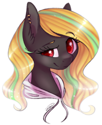 Size: 1047x1282 | Tagged: safe, artist:doekitty, oc, oc only, oc:hibiki blackwing, pony, bust, portrait, raised eyebrow, simple background, solo, transparent background