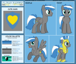 Size: 5000x4190 | Tagged: safe, artist:mrlolcats17, oc, oc only, oc:cloud zapper, pegasus, pony, absurd resolution, armor, cute, cutie mark, reference sheet, royal guard, solo