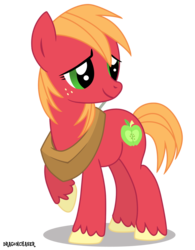 Size: 1200x1535 | Tagged: safe, artist:dragonchaser123, big macintosh, earth pony, pony, g4, macareina, rule 63, simple background, solo, transparent background, vector