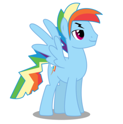 Size: 1300x1312 | Tagged: safe, artist:dragonchaser123, rainbow dash, pegasus, pony, g4, rainbow blitz, rule 63, simple background, smiling, solo, spread wings, transparent background, vector, wings