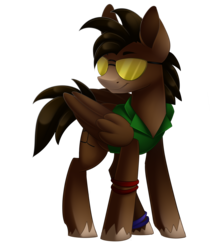 Size: 2161x2479 | Tagged: safe, artist:scarlet-spectrum, oc, oc only, oc:bumper, oc:ponyeen, pegasus, pony, 2021 community collab, derpibooru community collaboration, clothes, commission, high res, simple background, solo, sunglasses, transparent background