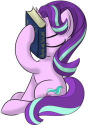 Size: 1738x2500 | Tagged: safe, artist:datapony, starlight glimmer, pony, unicorn, g4, book, eyes closed, facebooking, female, hoof hold, how to, mare, silly, silly pony, simple background, sitting, solo, transparent background