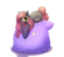 Size: 2000x1800 | Tagged: safe, artist:peachmayflower, oc, oc only, pony, cushion, freckles, open mouth, solo
