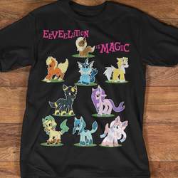 Size: 720x720 | Tagged: artist needed, source needed, safe, eevee, clothes, eeveelutions, my little x, pokémon, ponified, shirt