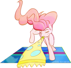 Size: 1880x1790 | Tagged: safe, artist:liracrown, pinkie pie, g4, eyes closed, female, party horn, simple background, solo, transparent background