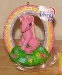 Size: 321x392 | Tagged: safe, photographer:tradertif, pinkie pie (g3), g3, christmas, irl, merchandise, my little pony logo, ornament, photo, solo