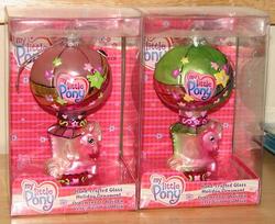 Size: 588x479 | Tagged: safe, photographer:tradertif, pinkie pie (g3), g3, christmas, hot air balloon, irl, merchandise, my little pony logo, ornament, ornaments, photo