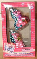Size: 294x474 | Tagged: safe, photographer:tradertif, sweet breeze, g3, christmas, irl, merchandise, my little pony logo, ornament, ornaments, photo