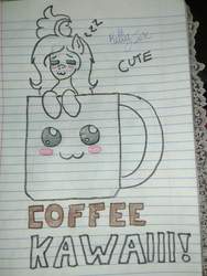 Size: 1536x2048 | Tagged: safe, oc, oc only, pony, coffee, coffee mug, cup of pony, cute, lined paper, micro, monochrome, partial color, photo, solo, traditional art, zzz
