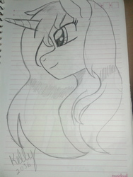 Size: 2576x1932 | Tagged: safe, artist:kellysans, oc, oc only, grayscale, lined paper, monochrome, photo, solo, traditional art