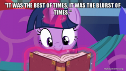 Size: 800x450 | Tagged: safe, edit, edited screencap, screencap, twilight sparkle, alicorn, pony, a hearth's warming tail, g4, female, image macro, last exit to springfield, makeameme.org, meme, solo, the simpsons, twilight sparkle (alicorn)