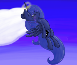 Size: 2144x1800 | Tagged: safe, artist:springveil, princess luna, g4, female, flying, happy, solo