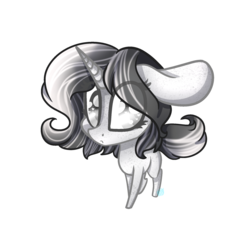 Size: 2000x2000 | Tagged: safe, artist:immagoddampony, oc, oc only, pony, unicorn, chibi, floppy ears, high res, monochrome, simple background, solo, transparent background
