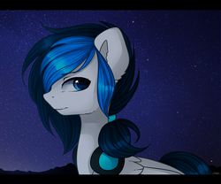 Size: 2000x1660 | Tagged: safe, artist:zella, oc, oc only, pegasus, pony, headphones, night, solo, stars