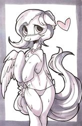 Size: 1216x1856 | Tagged: safe, artist:swaybat, oc, oc only, pegasus, pony, belly button, bipedal, clothes, heart, panties, solo, underwear