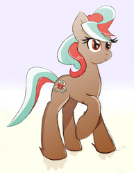 Size: 700x907 | Tagged: safe, artist:stec-corduroyroad, oc, oc only, oc:melon float, earth pony, pony, brown, female, mare, solo