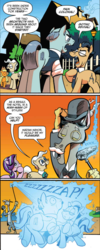 Size: 604x1504 | Tagged: safe, artist:andy price, idw, accord, applejack, mayor mare, starlight glimmer, chaos theory (arc), g4, spoiler:comic, spoiler:comic48, accord (arc), comic, part the first: from chaos comes order
