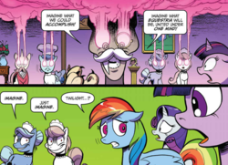 Size: 954x689 | Tagged: safe, artist:andypriceart, idw, accord, kibitz, rainbow dash, rarity, twilight sparkle, alicorn, pony, chaos theory (arc), g4, spoiler:comic, spoiler:comic48, accord (arc), hive mind, mind control, part the first: from chaos comes order, twilight sparkle (alicorn)