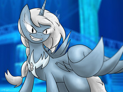 Size: 1400x1050 | Tagged: safe, artist:wolftendragon, alicorn, pony, elsa, fangs, frozen (movie), ponified, solo