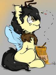 Size: 768x1024 | Tagged: safe, artist:tamyarts, oc, oc only, bee, bee pony, original species, food, honey