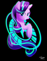 Size: 600x782 | Tagged: safe, artist:ii-art, starlight glimmer, g4, black background, female, shirt design, simple background, solo