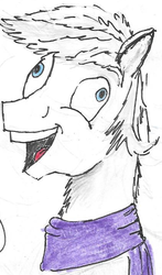 Size: 424x723 | Tagged: safe, artist:horsesplease, double diamond, g4, clothes, derp, happiness, happy, i didn't listen, male, meme, scarf, smiling, solo, traditional art