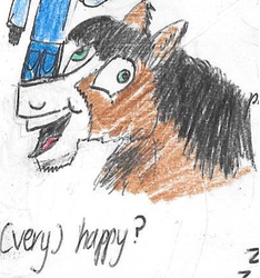 Size: 401x429 | Tagged: safe, artist:horsesplease, trouble shoes, g4, cropped, derp, happy, i didn't listen, meme, smiling, traditional art