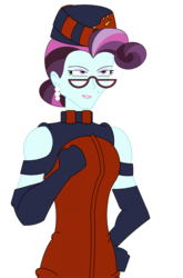 Size: 562x850 | Tagged: safe, artist:combatkaiser, principal abacus cinch, equestria girls, g4, my little pony equestria girls: friendship games, clothes, clothes swap, cosplay, costume, crossover, female, glasses, miss x, simple background, solo, tiger mask w, transparent background