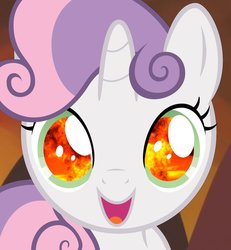 Size: 1108x1200 | Tagged: safe, edit, sweetie belle, g4, female, fire, pyro belle, solo