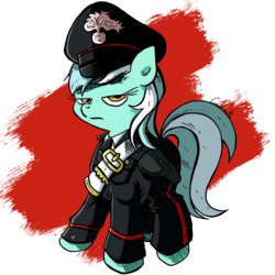 Size: 1000x1000 | Tagged: safe, artist:labba94, lyra heartstrings, pony, unicorn, g4, carabinieri, clothes, female, hat, italy, lidded eyes, looking at you, mare, out of character, police, solo, uniform